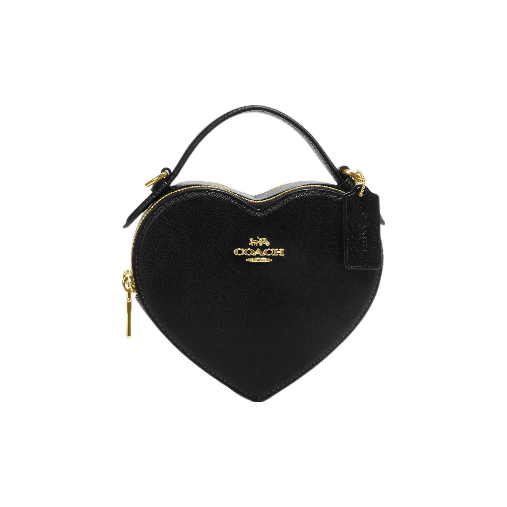 COACH Heart Cross Stitch Leather Handbag Shoulder Bag Crossbody Bag Mini Women's Black