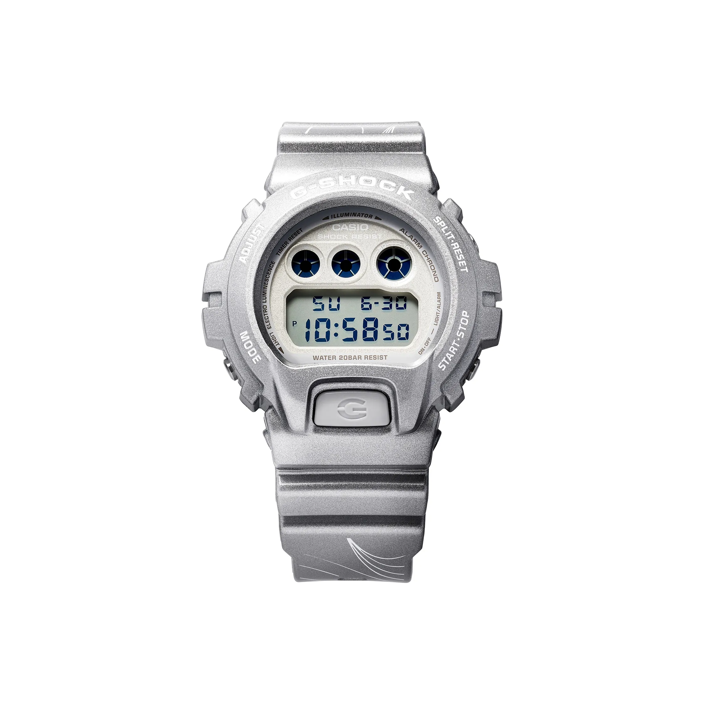 CASIO G Squad Series Кварцевый механизм Смольный ремешок Часы Мужские Циферблат Серебристый