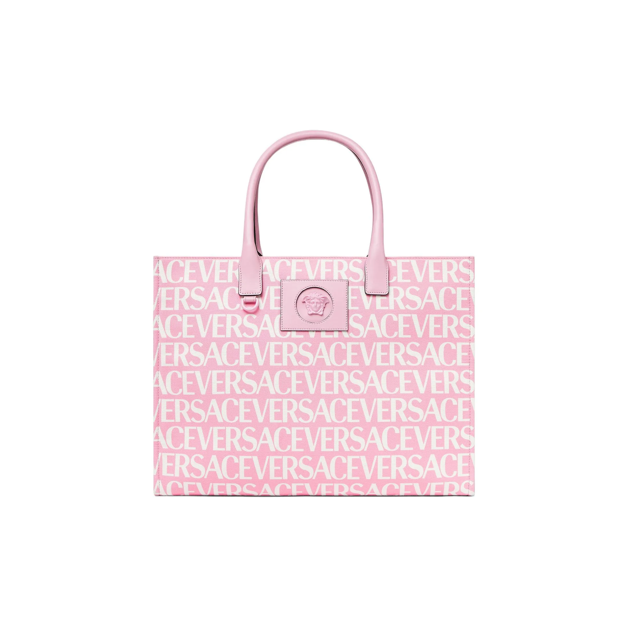 VERSACE Cotton With Cow Leather Tote Bag, Shopping Bag, Handbag Tubas Women's