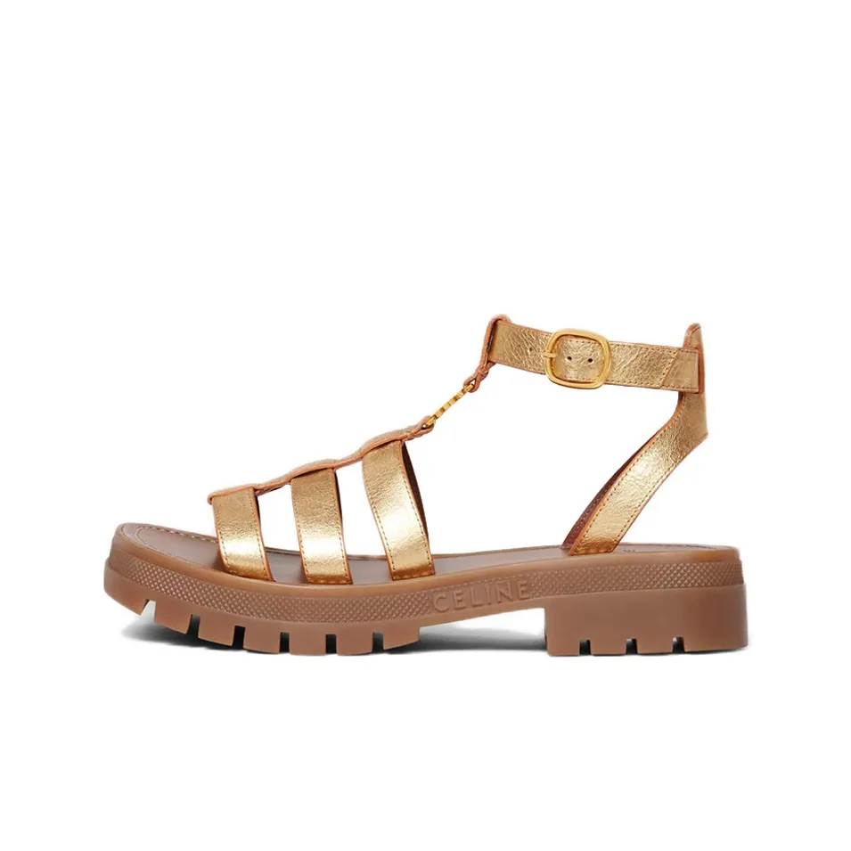 CELINE Triomphe Roman Sandals Women's Gold