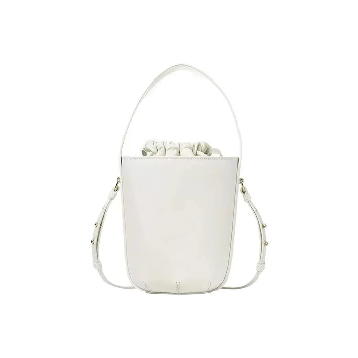 Chloe Smooth Calf Leather Bucket Bag, Handbag, Shoulder Bag, Crossbody Bag Regular Women's White