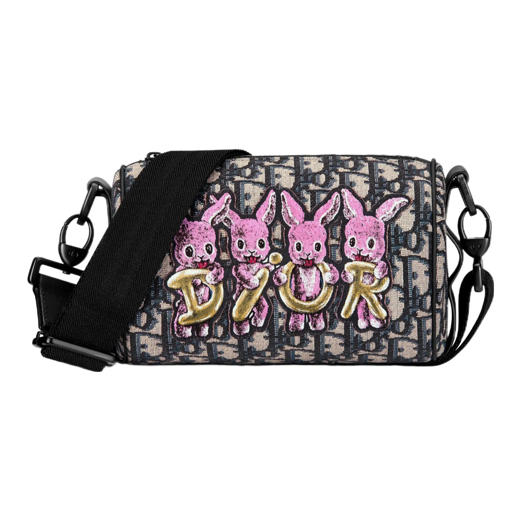 DIOR Oblique Print Fabric Shoulder Bag Crossbody Bag Mini Kids' Beige/Blue