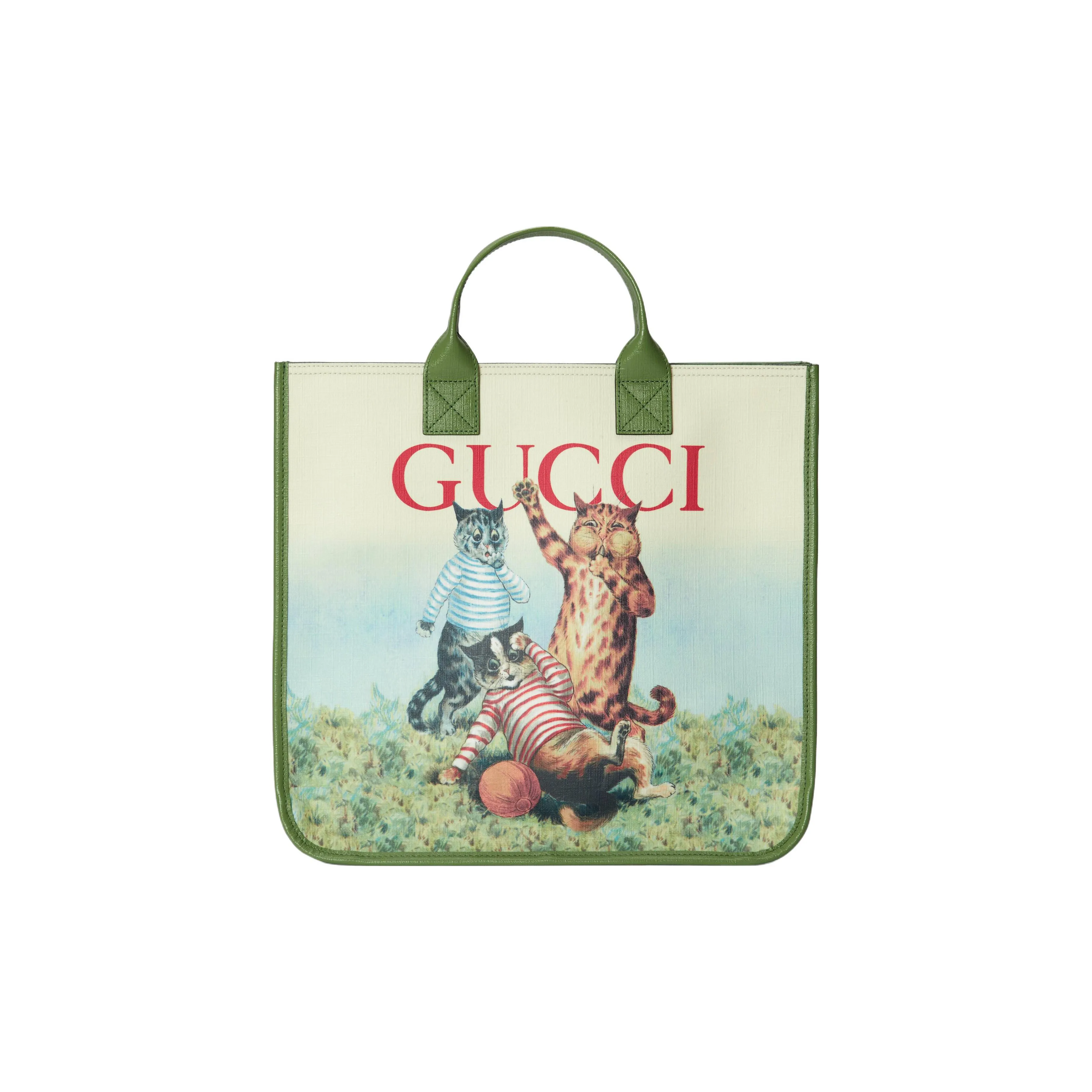GUCCI Canvas With Leather Tote Bag Shopping Bag Handbag Kids' Green