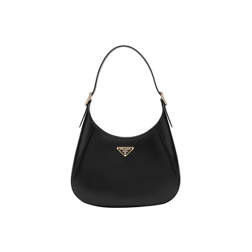 PRADA Leather Handbag Shoulder Bag Women's Black