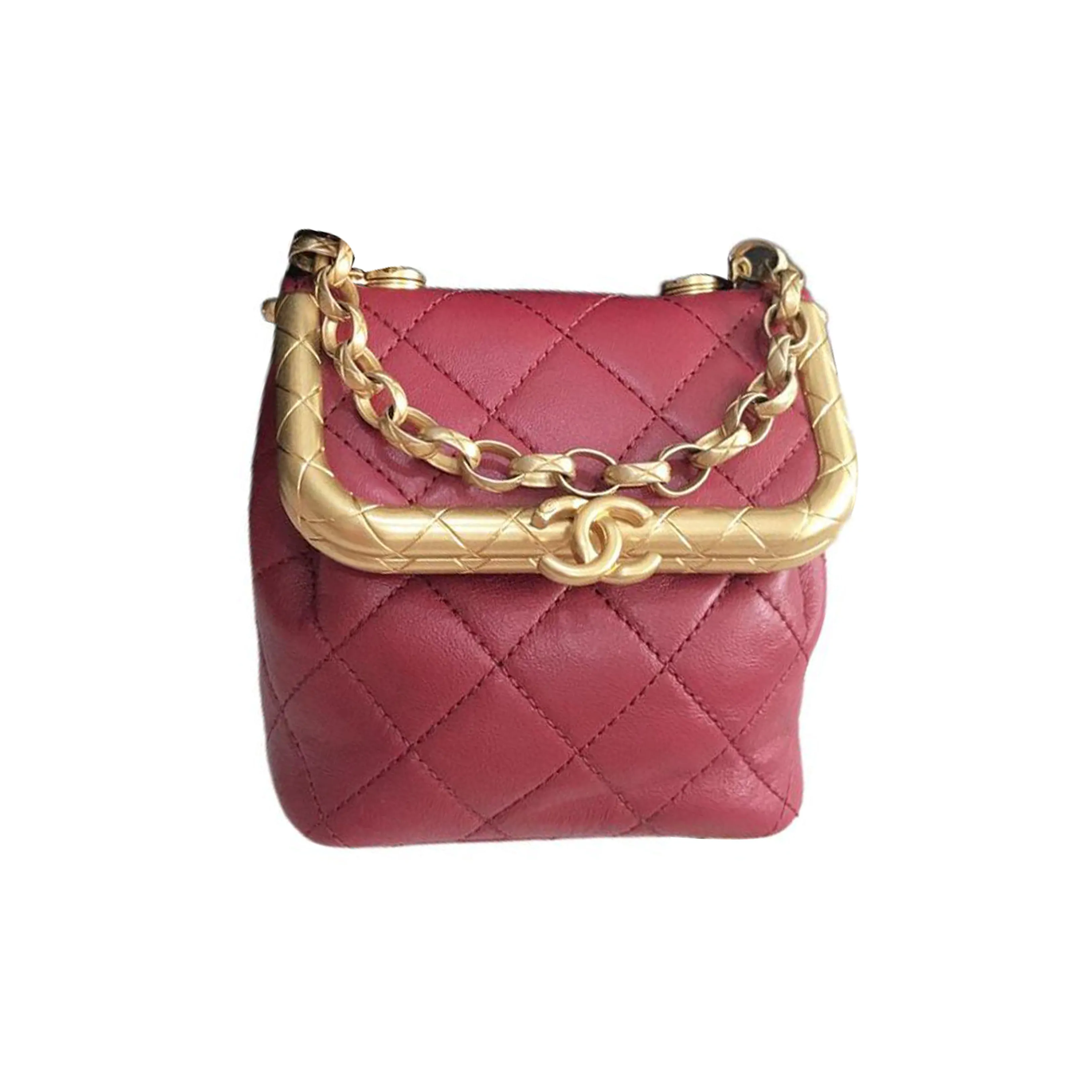 CHANEL Sheepskin Box Bag, Shoulder Bag, Crossbody Bag, Handbag Trumpets Women's Red