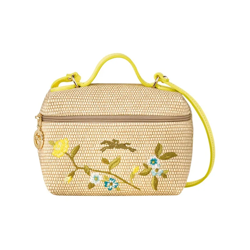 LONGCHAMP Le Panier Pliage Холст с кожей Портативный Холст Сумка через плечо Мини Женская Желтая