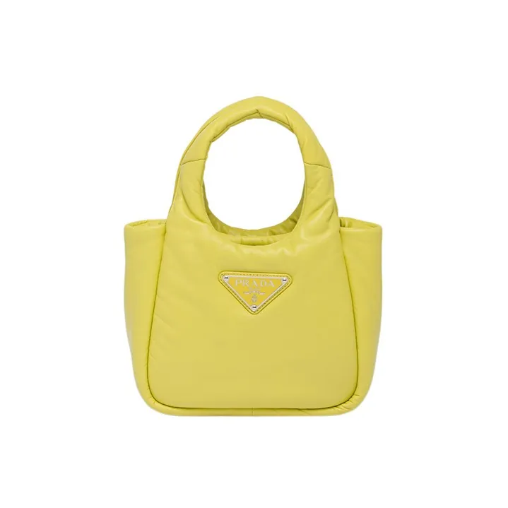 PRADA Soft Sheep Leather Handbag Mini Women's Yellow