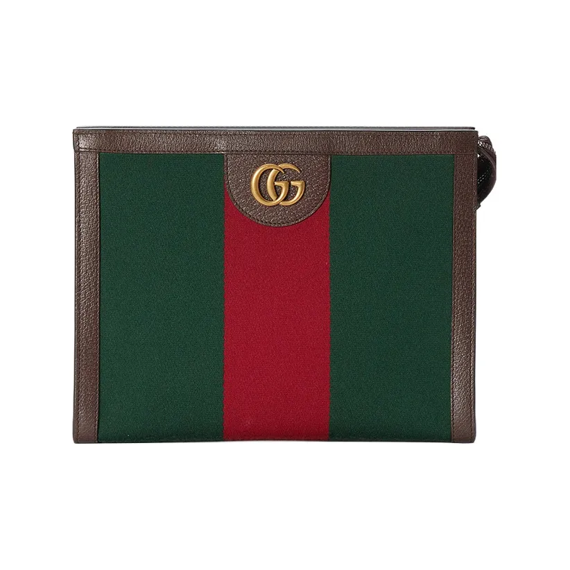 GUCCI Canvas Makeup Bag Men's Green/Red/Brown