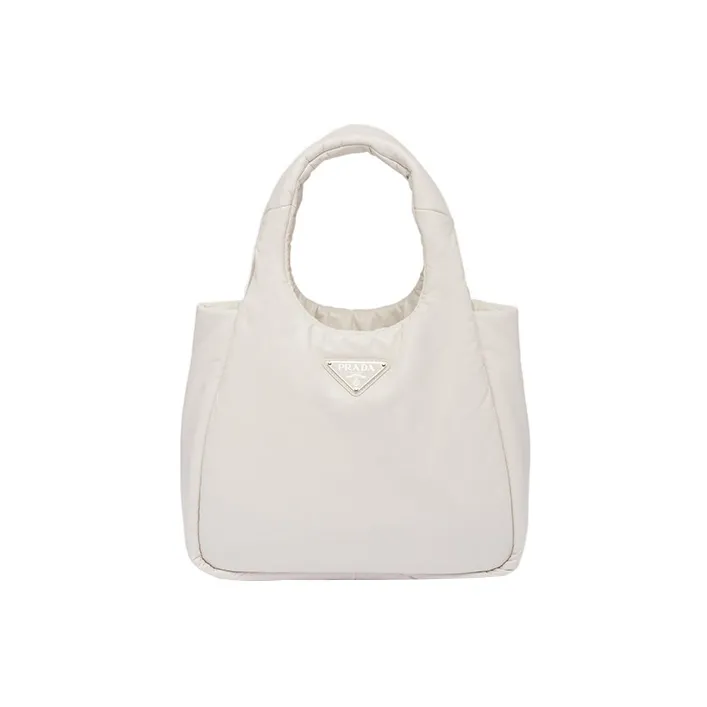 PRADA Soft Sheep Leather Basket Bag Tote Bag, Shopping Bag, Handbag Women's White