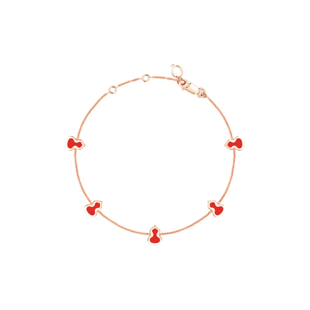 Qeelin Wulu 18K Rose Gold Diamond With Red Enamel Bracelets Women's