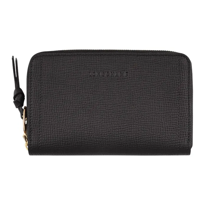LONGCHAMP Mailbo Grained Cow Leather Wallet Women
s Black