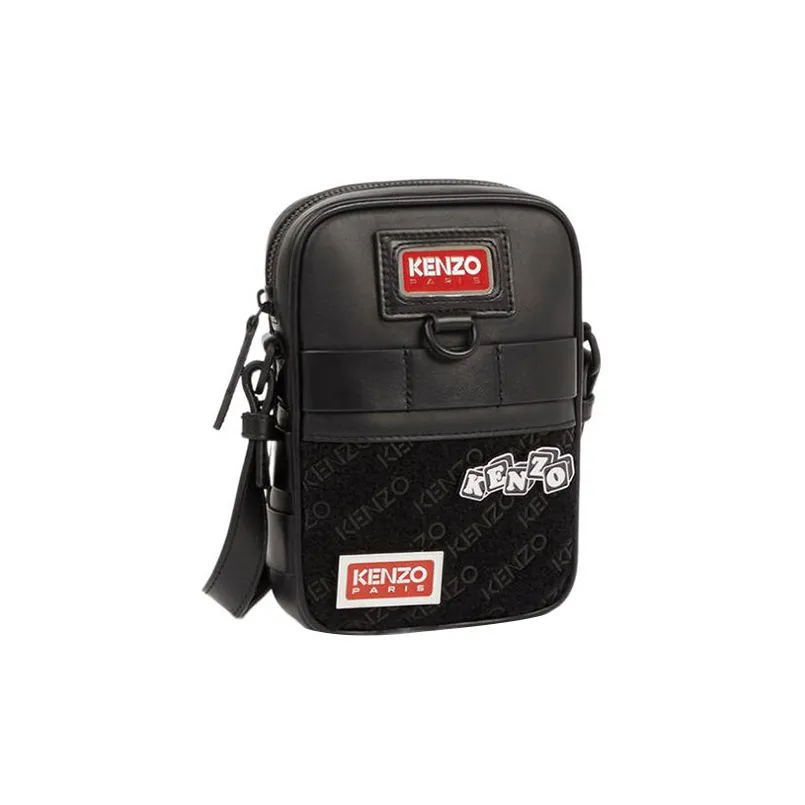 KENZO Сумка через плечо из коровьей кожи маленькая унисекс черная