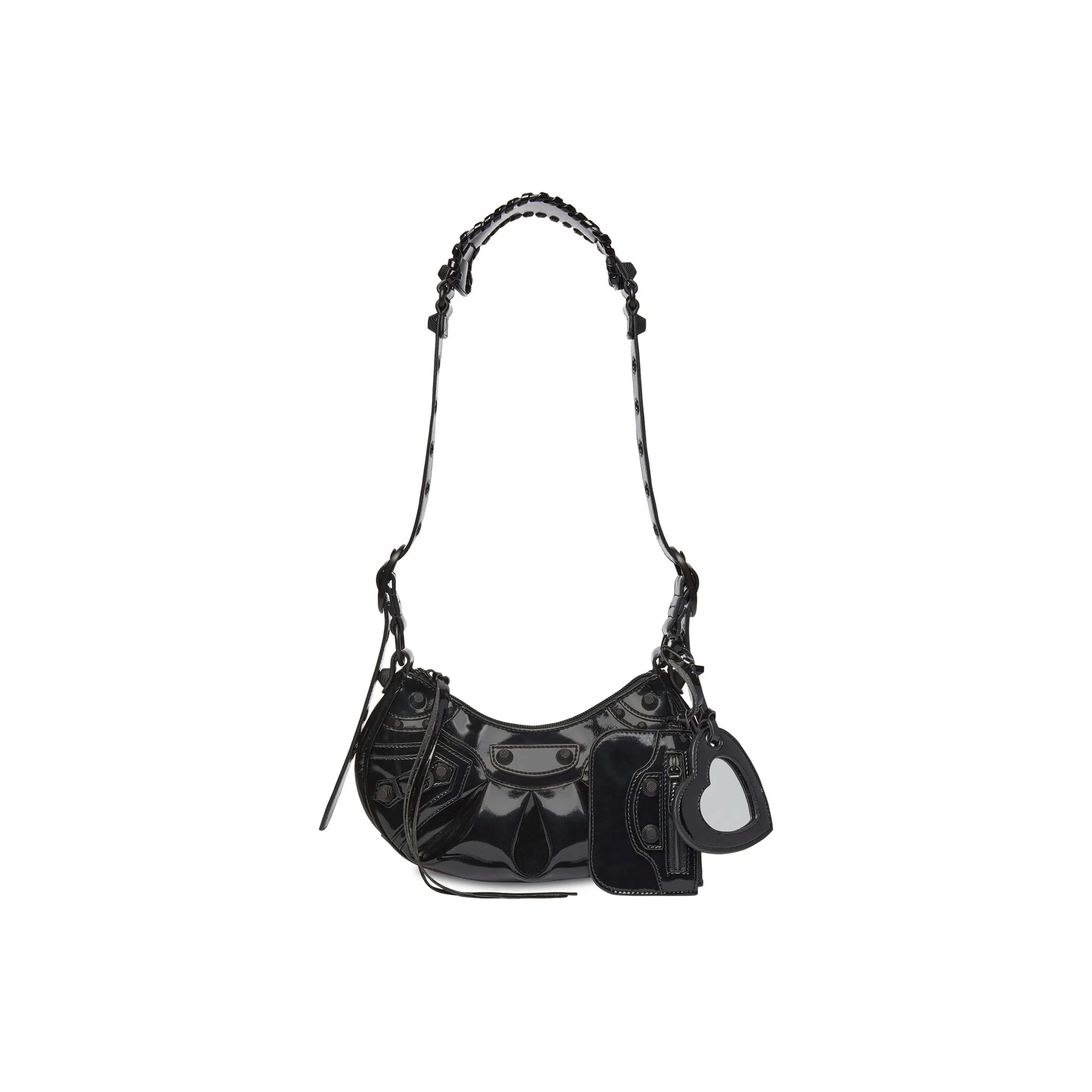 Balenciaga Le Cagole Xs Shoulder Bag In Patent Fabric Black