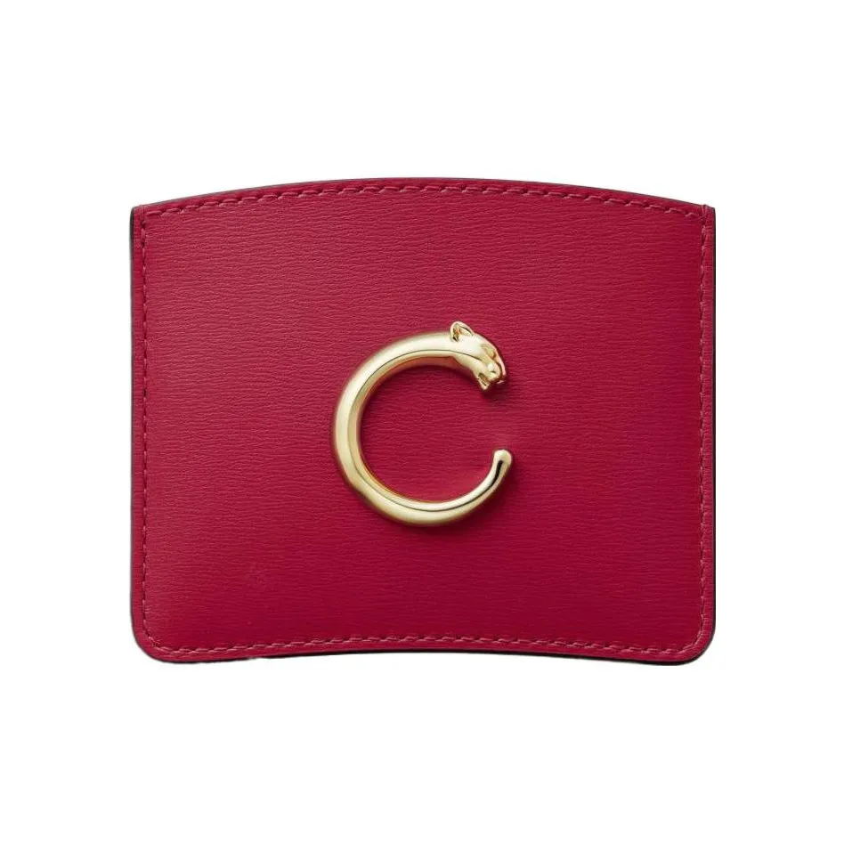 CARTIER Panthère De Cartier Calfskin Card Holder Men's Red