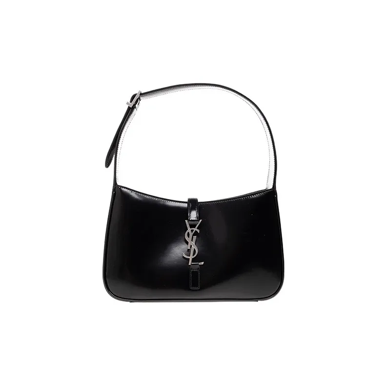 SAINT LAURENT LE5A7 Smooth Calf Leather Hobo Bag, Shoulder Bag, Handbag Women's Black
