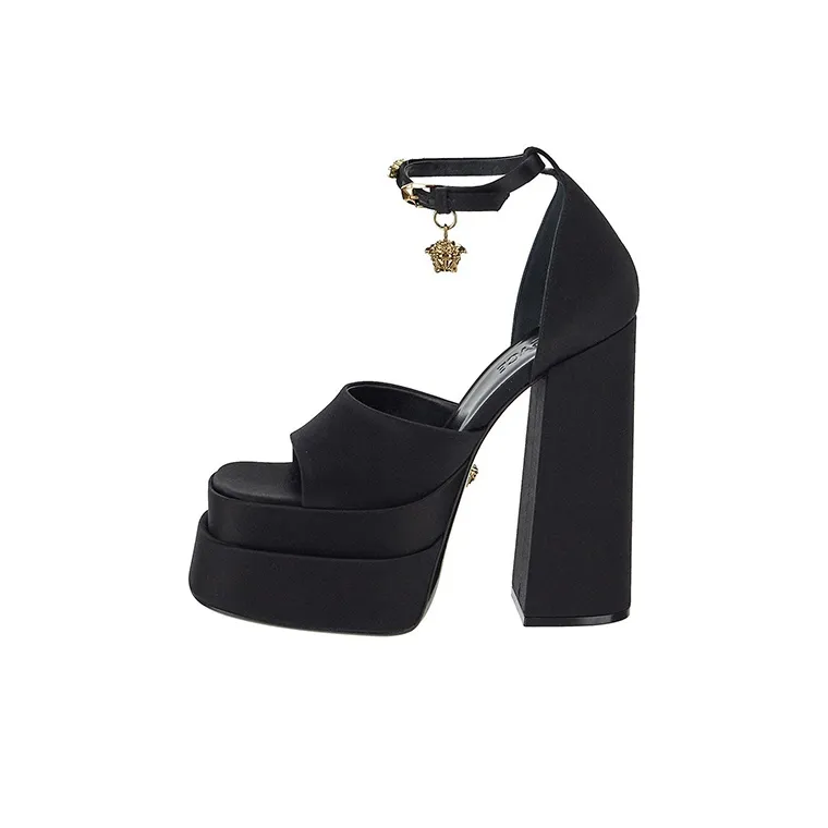VERSACE Aevitas 160mm Pointy Platform Sandals Black Women's