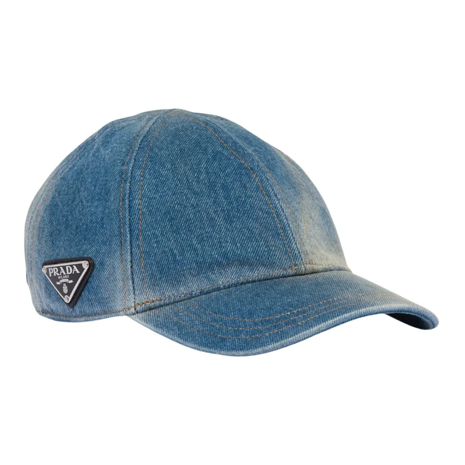 PRADA Triangle-logo Denim Baseball Cap