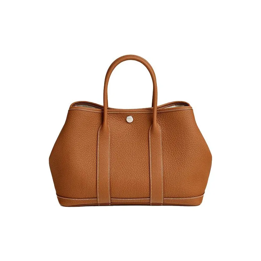 HERMES Garden Party Negonda Calfskin Garden Bag One Shoulder Handbag Unisex 37 Gold Gold Brown