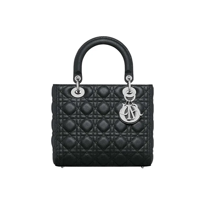 DIOR Lady Dior Grain Calfskin Lady Dior Bag, Shoulder Bag, Crossbody Bag, Handbag Medium Size Women's Black