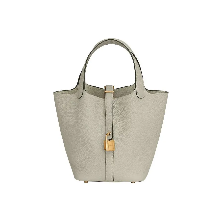 HERMES Picotin Lock Clemence Bullock Leather Basket Bag Handbag Bucket Bag 18 Women's Q1 Sauge Sage Green
