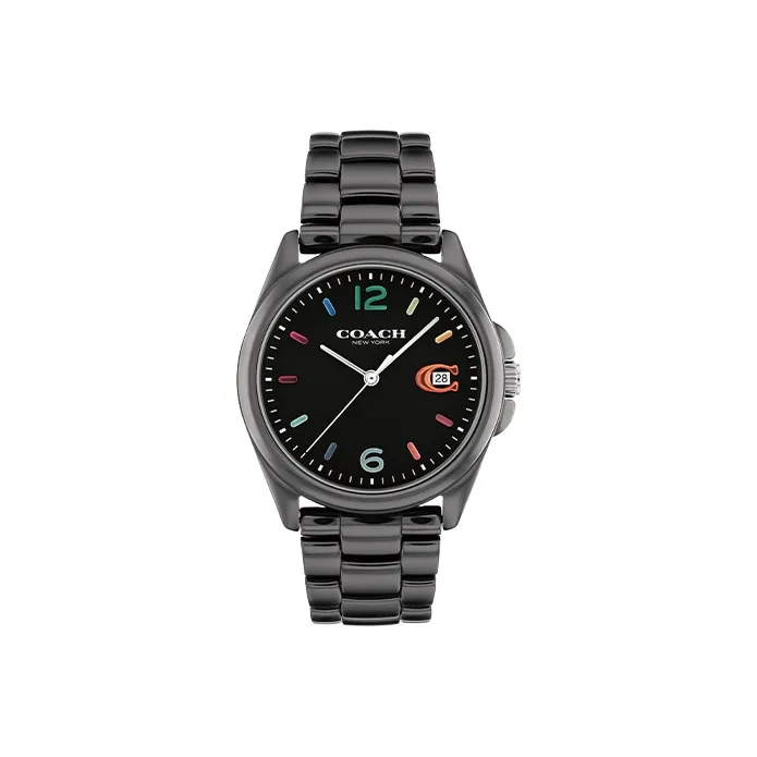 COACH GREYSON Collection Наручные часы Кварцевый механизм Керамика Ремень Черный циферблат Женские часы 14503927