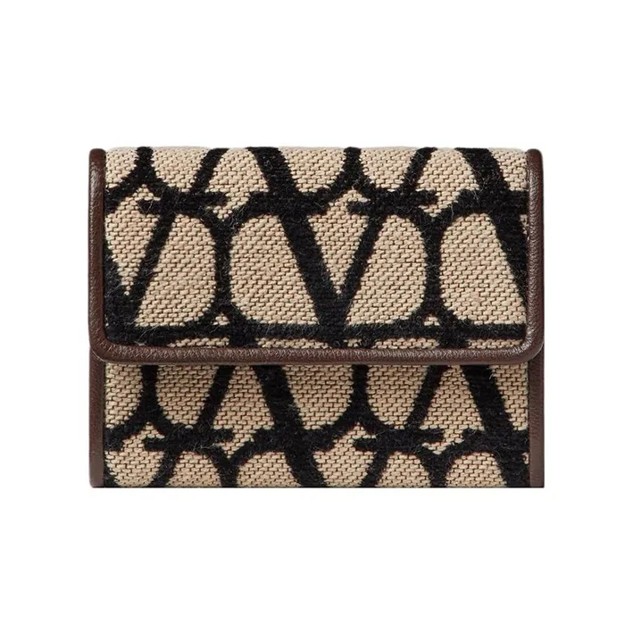 Valentino Кожа Детали Картхолдер Женский Бежевый Черный