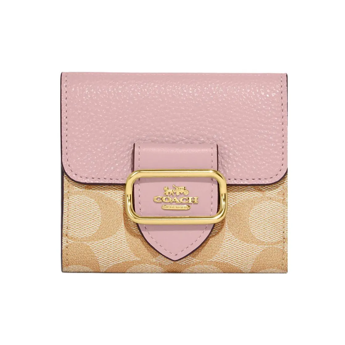 COACH Morgan Coated Canvas With Leather Wallet Women's Khaki & Pink