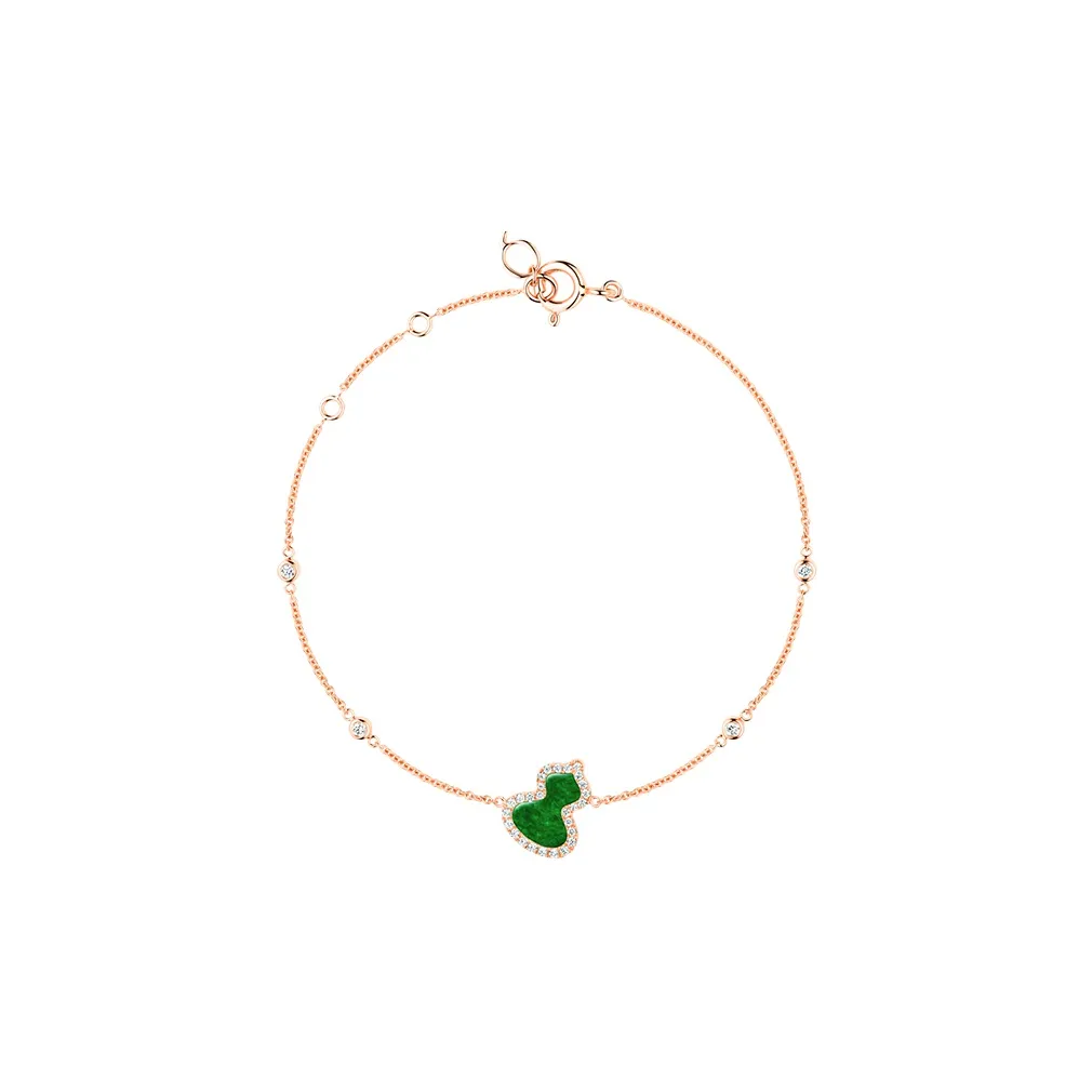 Qeelin Petite Wulu 18K Rose Gold Diamond With Emerald And Jade Bracelets Women's