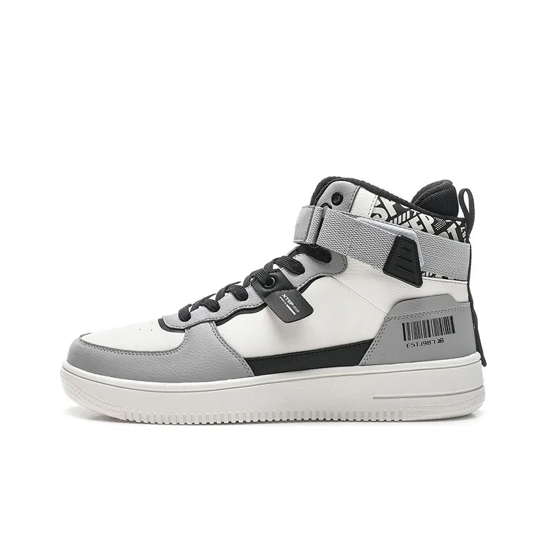 XTEP Термические противоскользящие высокие кроссовки для скейтбординга мужские белые серые черные