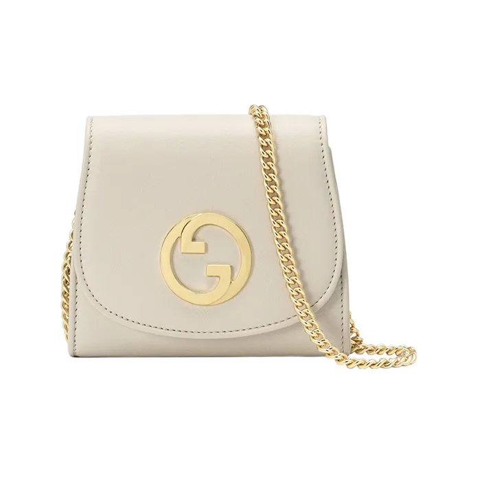 GUCCI Blondie Leather Shoulder Bag, Crossbody Bag, Wallet Medium Size Women's White