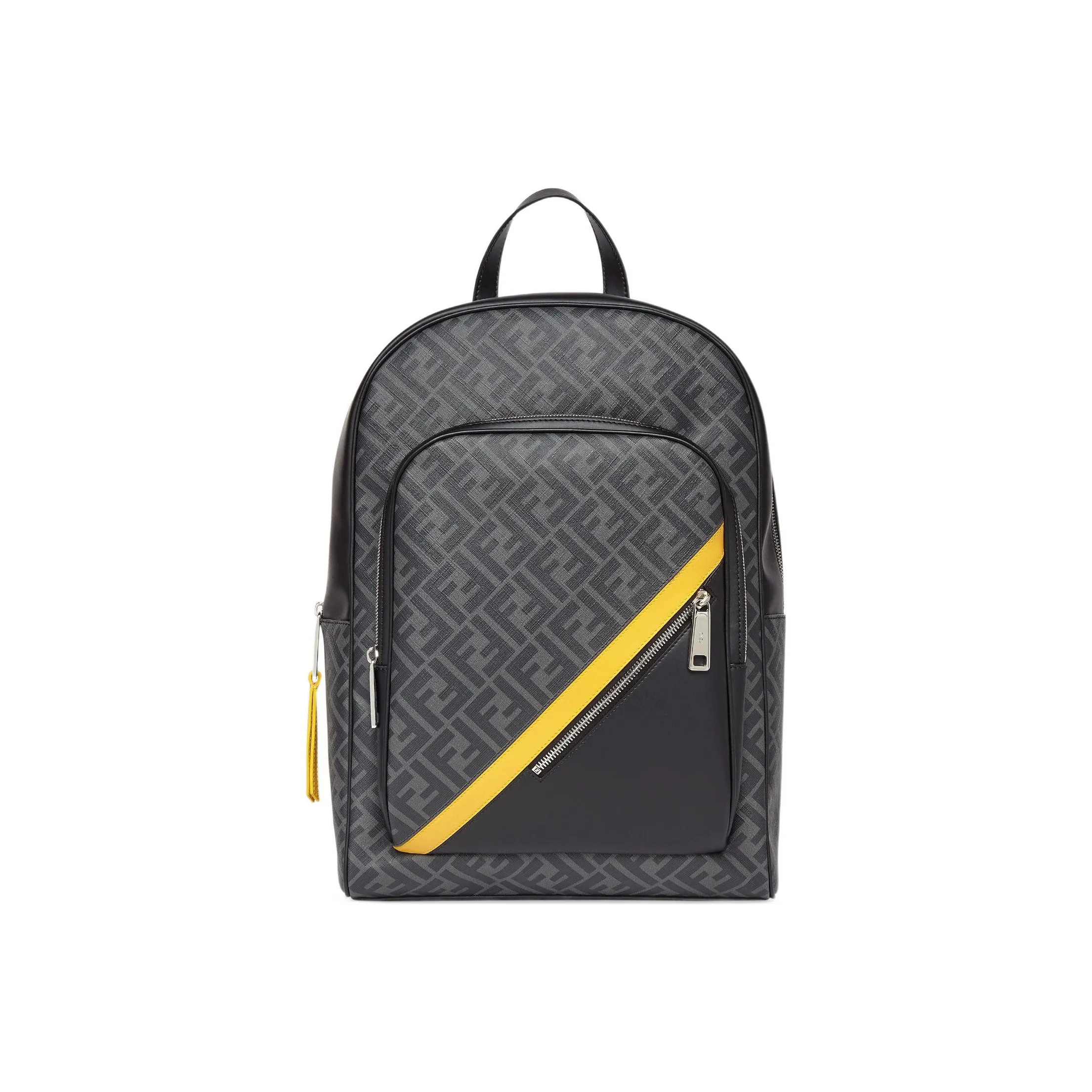 FENDI Cotton With Calfskin Backpack Men's Black/Gray