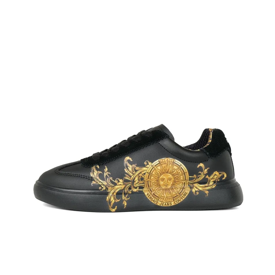 VERSACE JEANS Couture Versace Stylish Skateboarding Shoes Women's Black Yellow