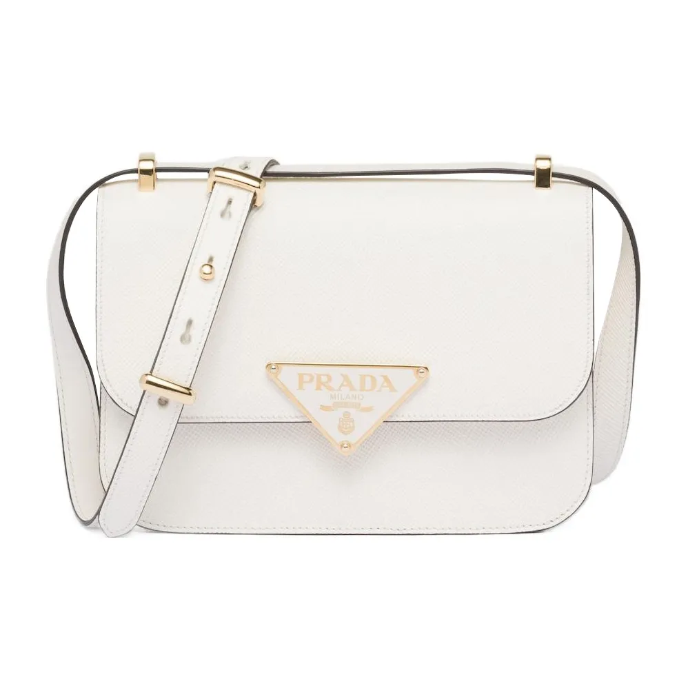 PRADA Saffiano Leather Crossbody Bag, Shoulder Bag Women's White