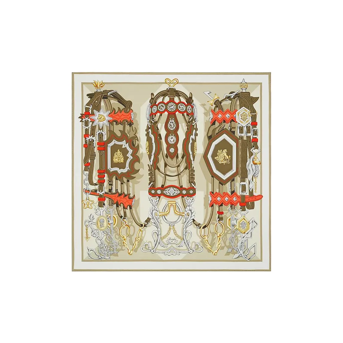 HERMES Reins And Destiny Silk Scarves Women's