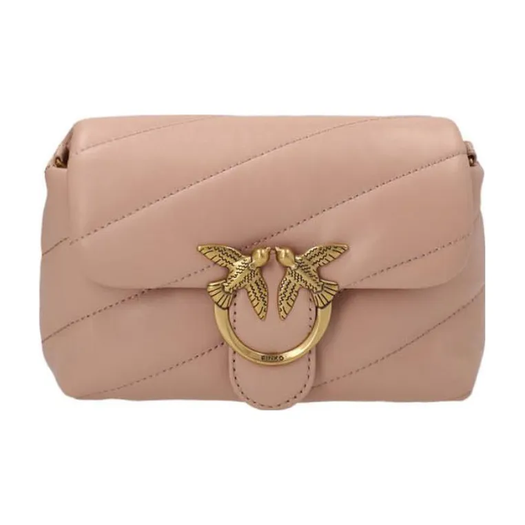 PINKO Puff Leather Flying Bird Swallow Bag Crossbody Bag Shoulder Bag Women's Pink