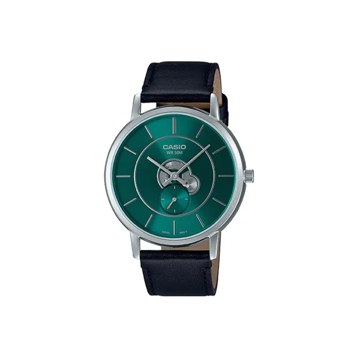 CASIO Standard Series Кварцевый механизм Естественная кожа Ремешок Часы Мужские Зеленый циферблат