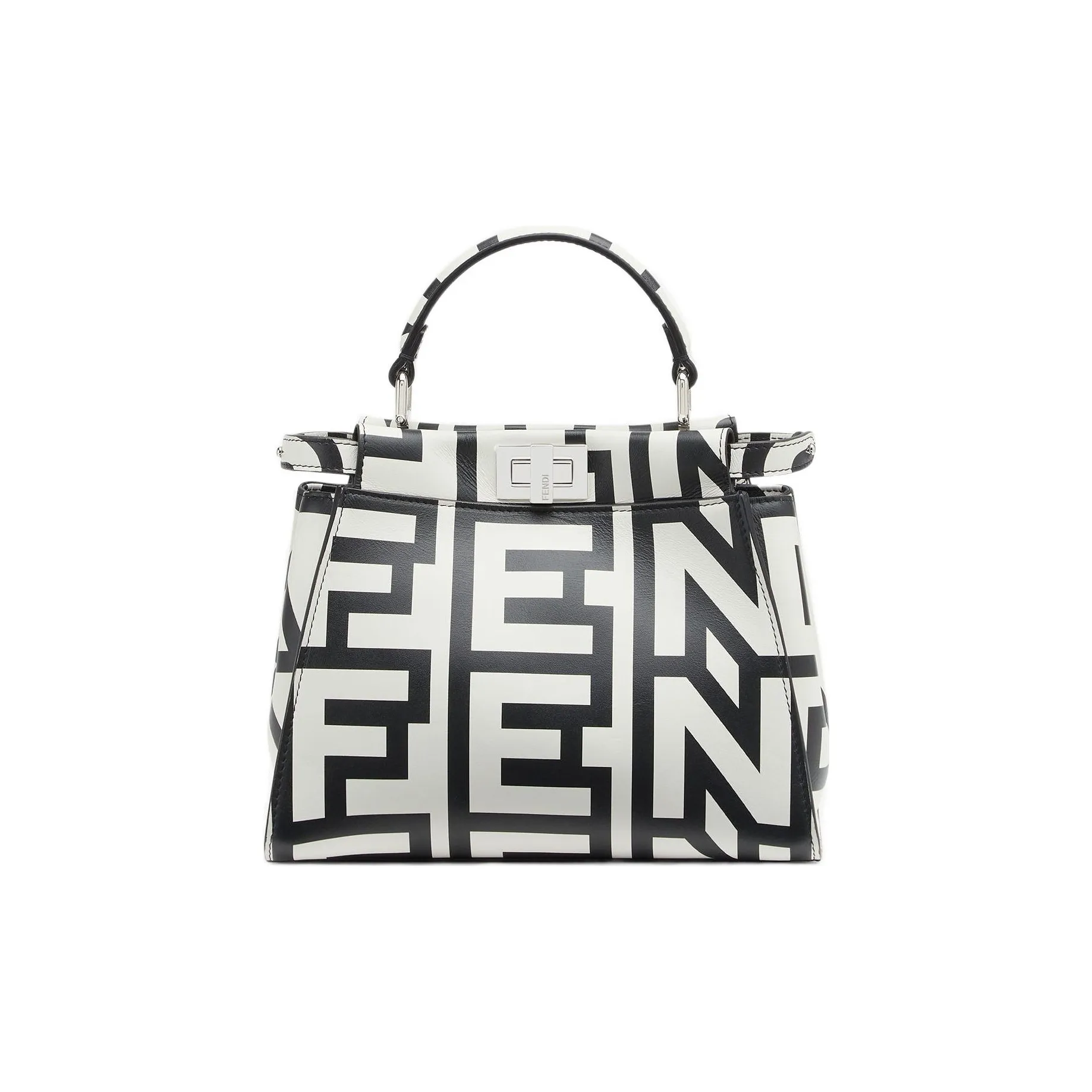 FENDI Peekaboo Calfskin Shoulder Bag, Crossbody Bag, Handbag Mini Women's White/Black