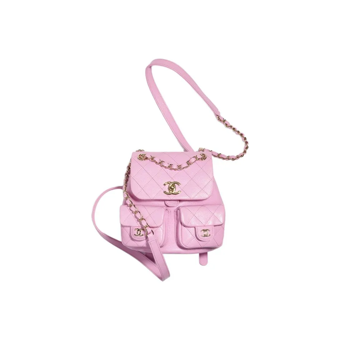CHANEL 23P Spring Collection Grain Calfskin Backpack Trumpets Women's Pink