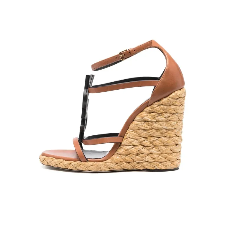 Saint Laurent double-breasted Cassandra Open Toe Wedge Sandals Women's