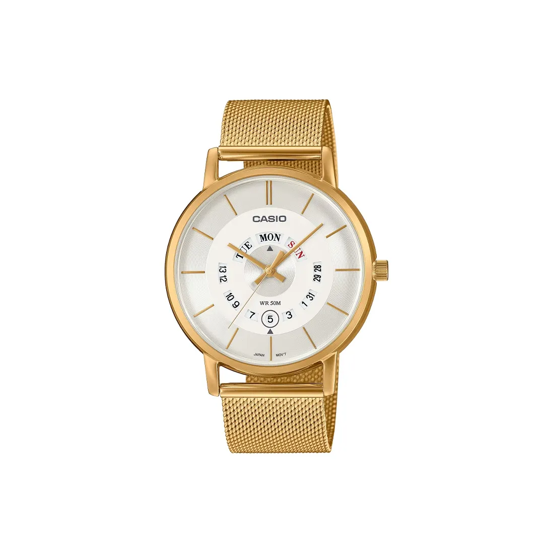CASIO Standard Series Кварцевый механизм нержавеющая сталь ремешок часы для мужчин золотой циферблат MTP B135MG 7AV