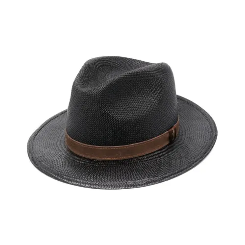 Borsalino Телячья кожа, Соломенное плетение Цилиндры Черный Мужской