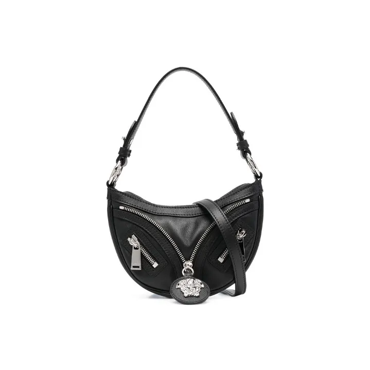 VERSACE Calfskin One Shoulder Handbags Small Size Women's Black