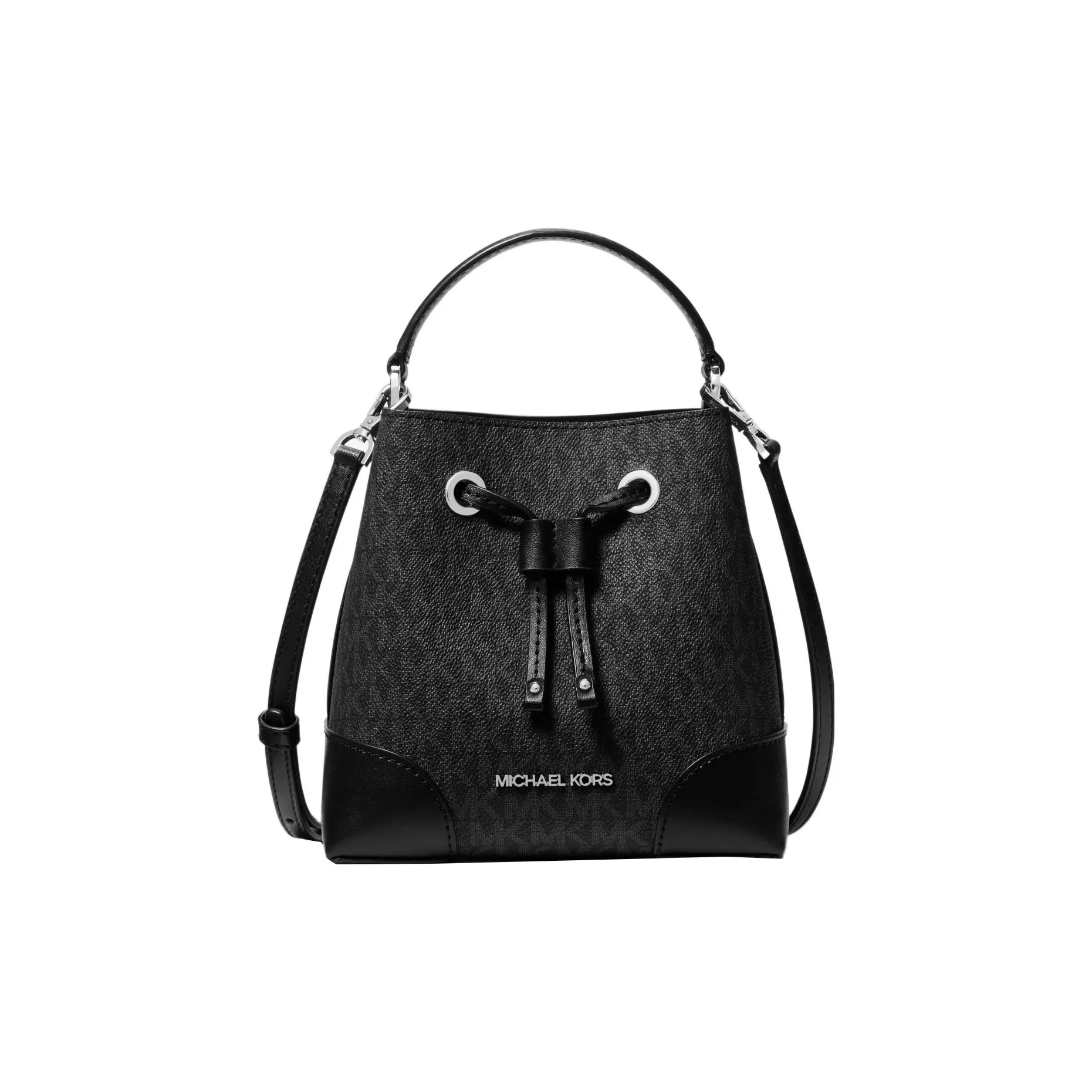 MICHAEL KORS Mercer Покрытый холст с хлопком Ведрообразная сумка Сумка Сумка через плечо Сумка через плечо Маленькая Женская Черная