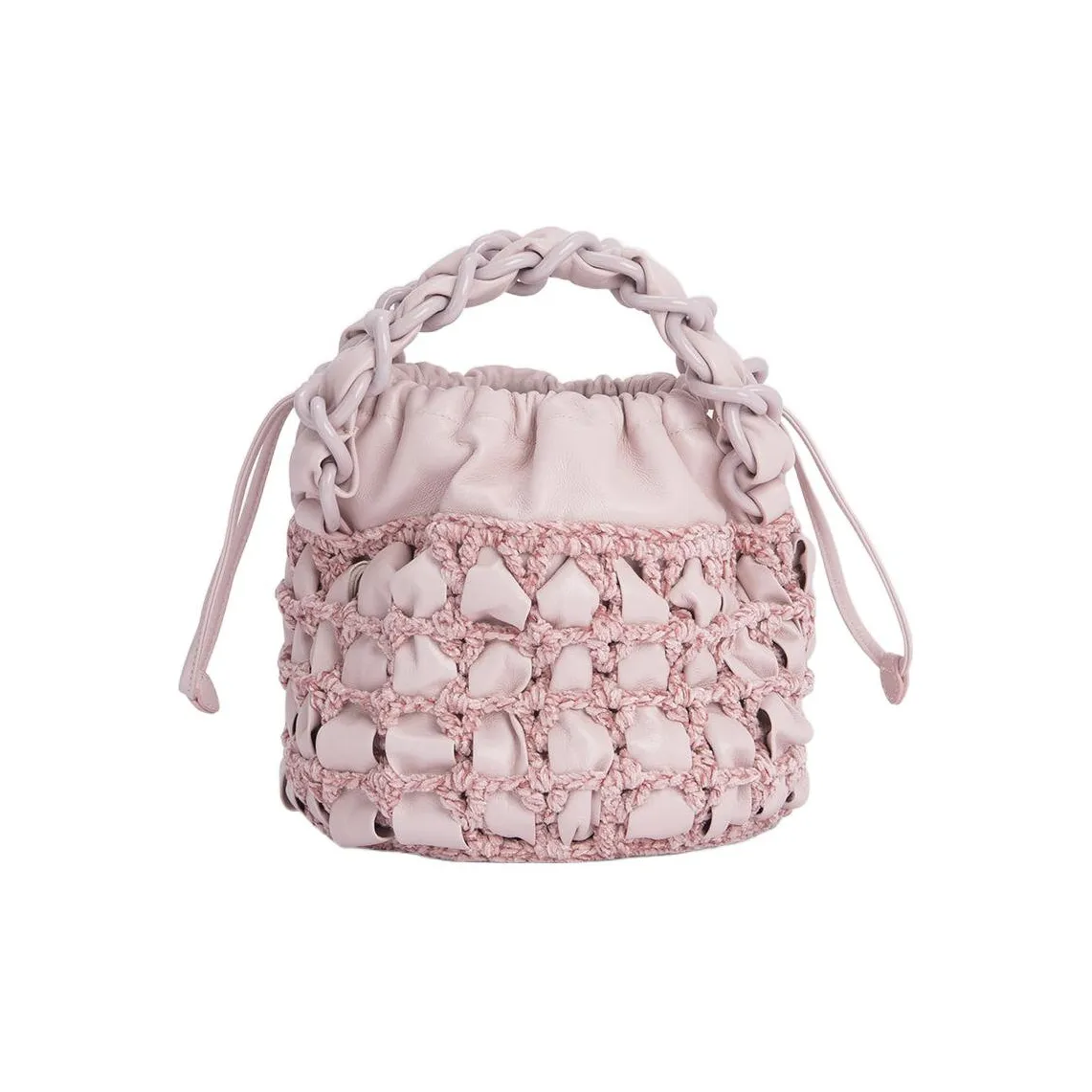 By Far Сумка из натуральной кожи ведрообразной формы женская розовая