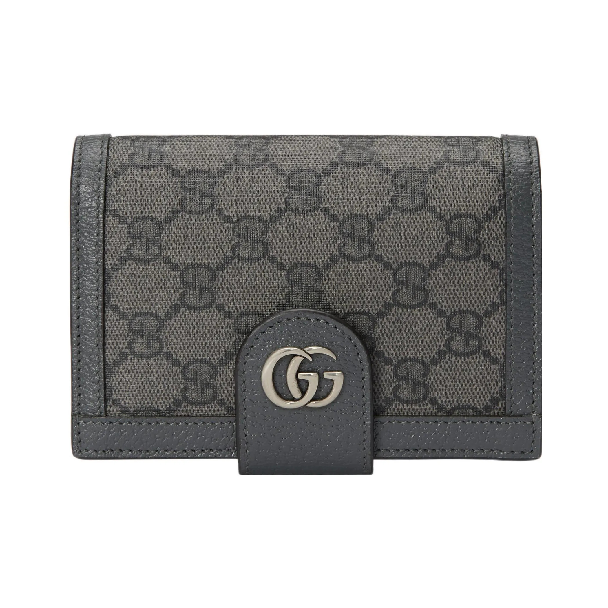GUCCI Ophidia Canvas With Leather Passport Holder Men's Gray/Black