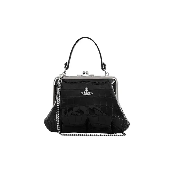 Vivienne Westwood Calfskin Dumpling Bag Shoulder Bag Crossbody Bag Handbag Wallets Regular Women
s Black