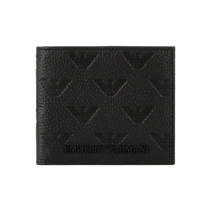 EMPORIO ARMANI Cow Leather Coin Purse Men's Black