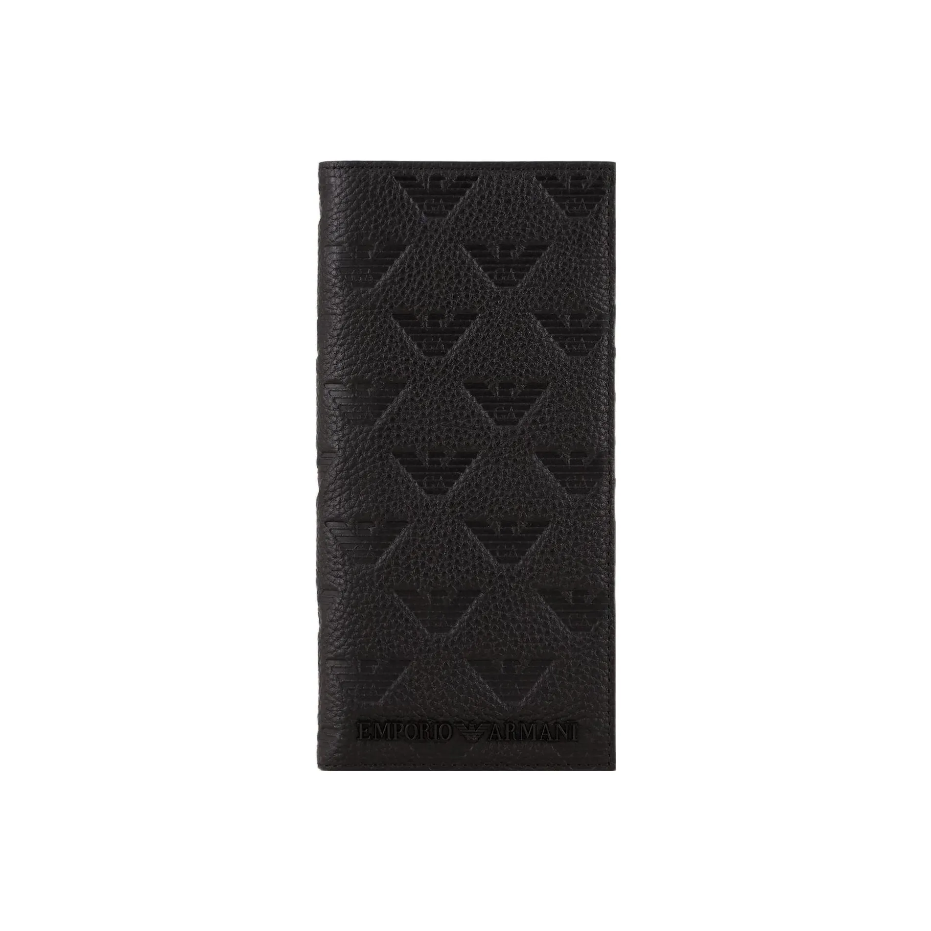 EMPORIO ARMANI Cow Leather Wallet Large Size Men's Black