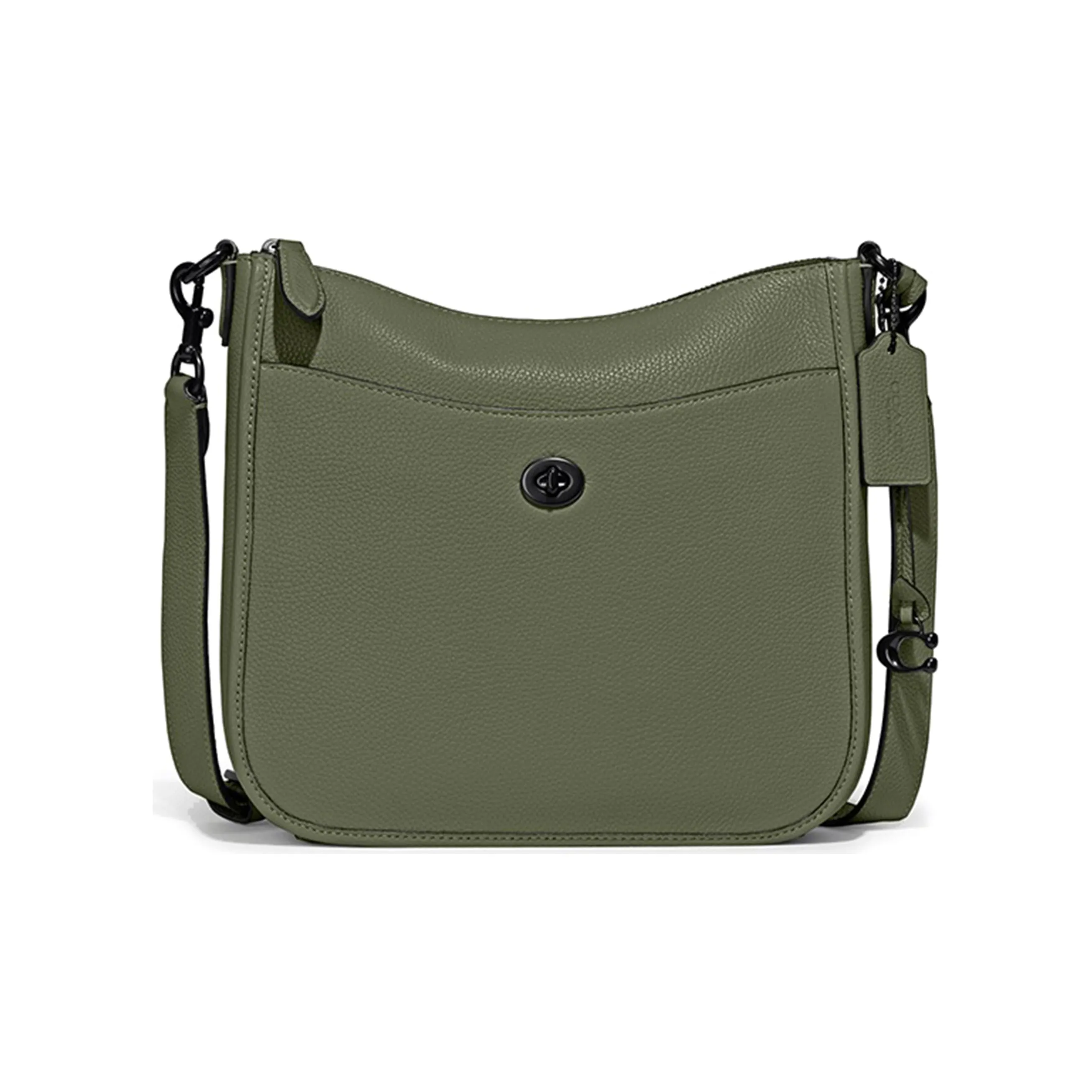 COACH Chaise Pebbled Leather Shoulder Bag, Crossbody Bag Regular Women's Army Green