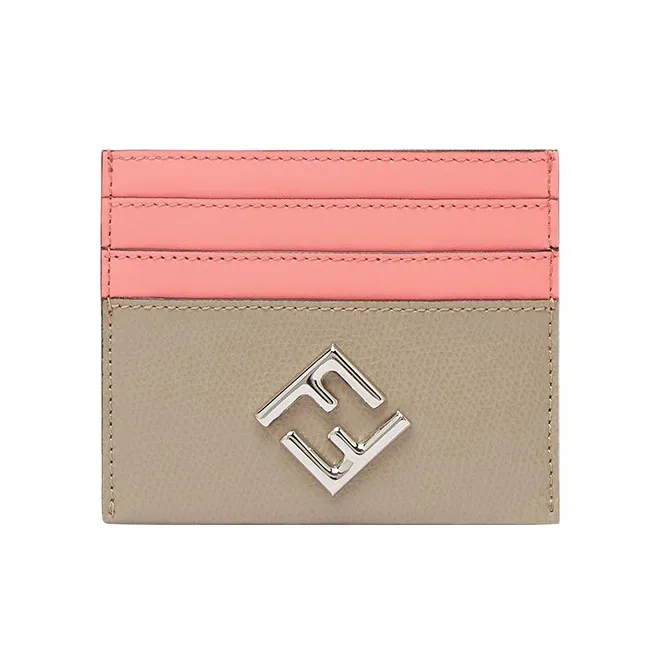 FENDI Телячья кожа Держатель для карт Женские Розовый Серый